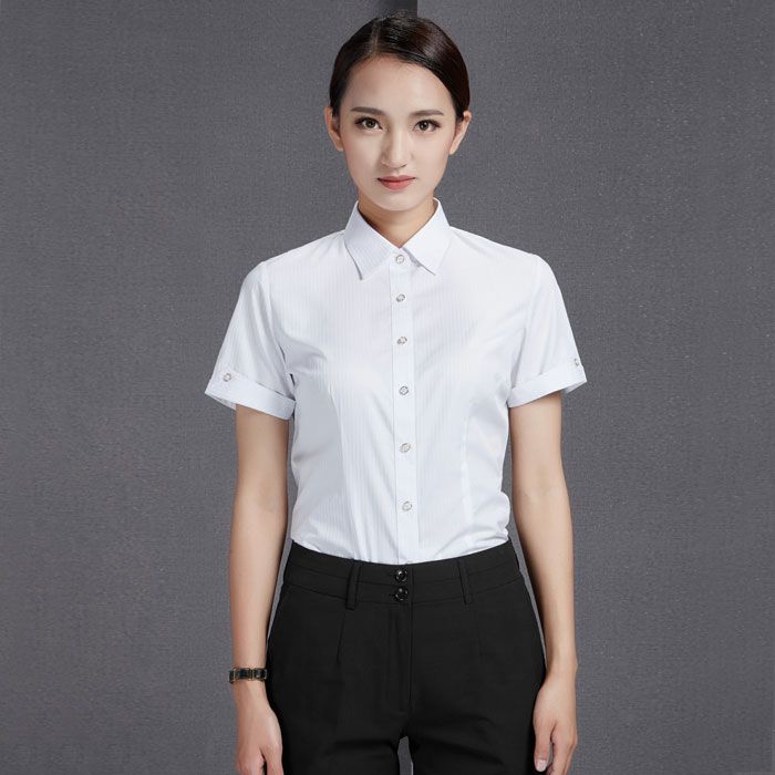 夏裝前臺(tái)工作服白色條紋襯衣JL-CY453