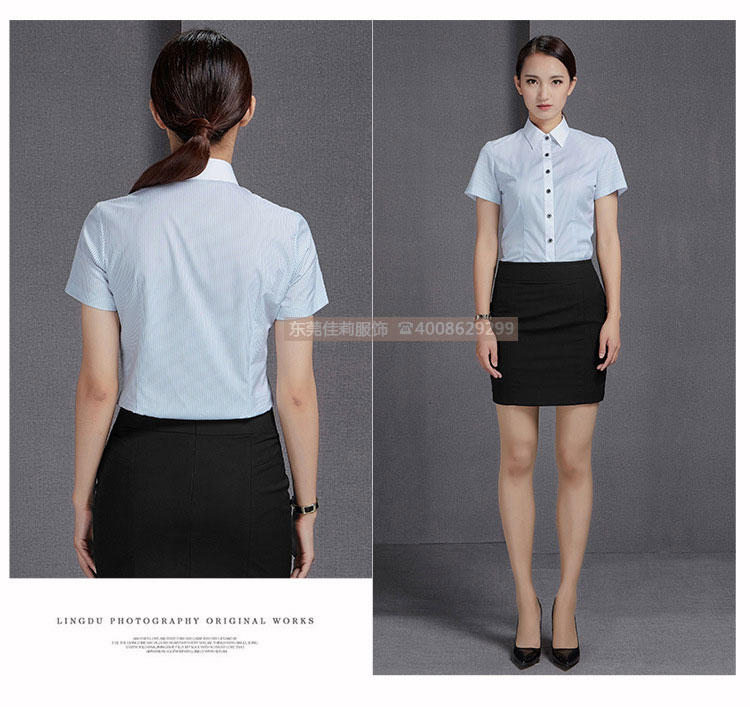 辦公條紋女士襯衣 修身襯衫-效果圖